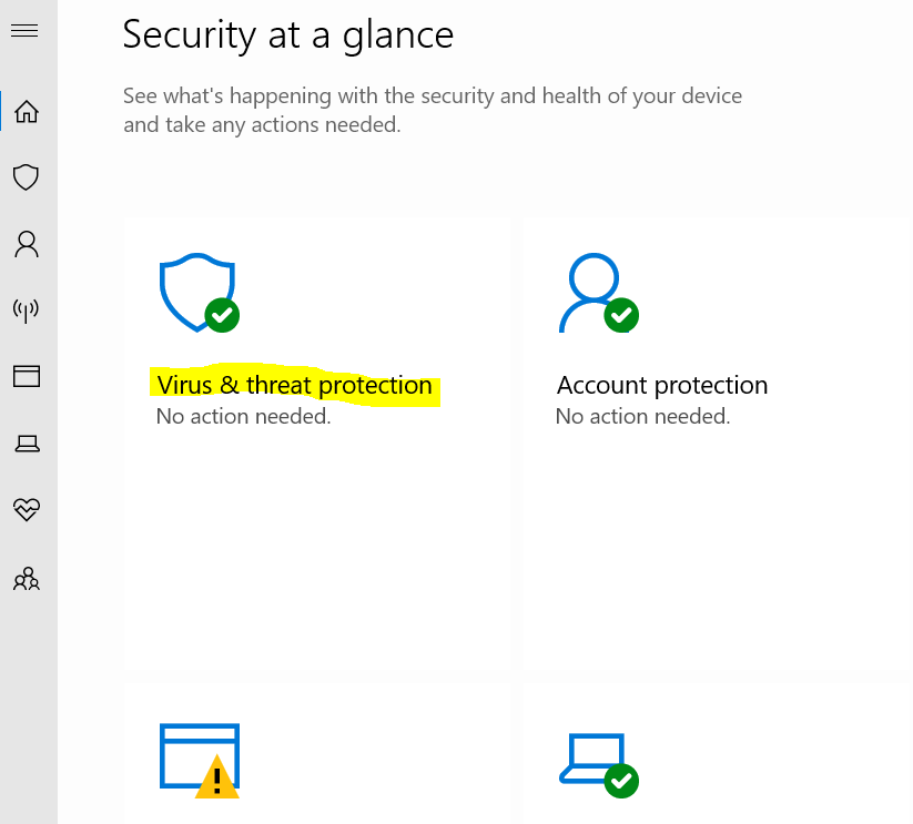 Quick virus scan from Windows Security